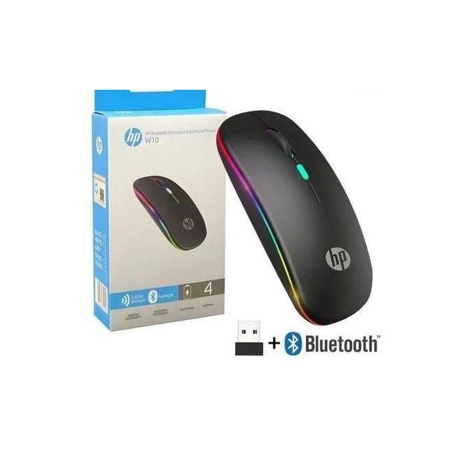 HP Bluetooth W10 Rechargeable Mouse: RGB Lighti | Wireless Freedom with Long-Lasting Power