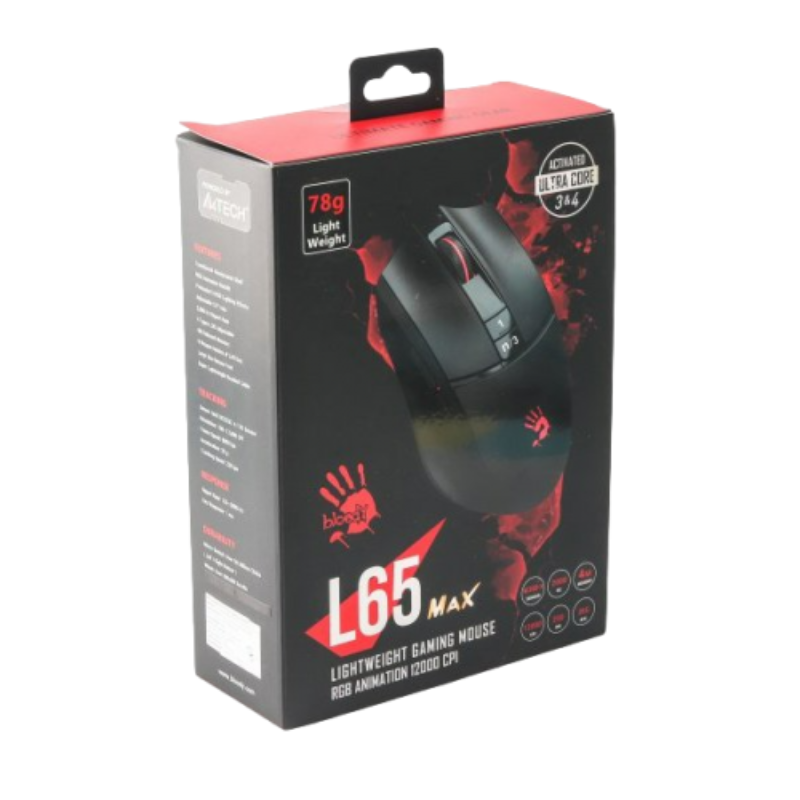 Bloody L65 Max Lightweight Gaming Mouse RGB Animation 12000 CPI - Ultra Core 3 & 4 Activated | Honeycomb - Image 2